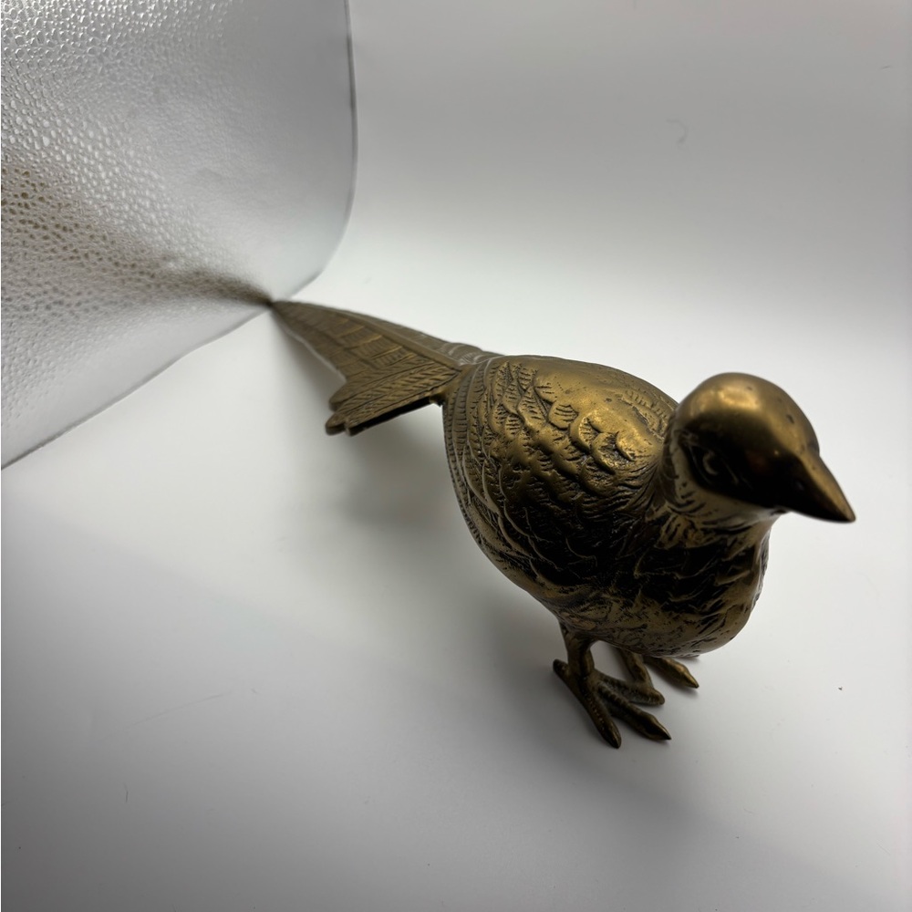 Large Solid Brass Pheasant Sculpture 16 inch